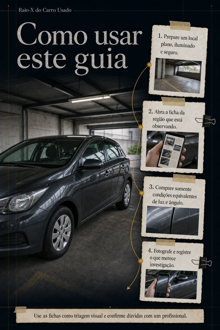 Página que ensina como usar o guia durante a vistoria